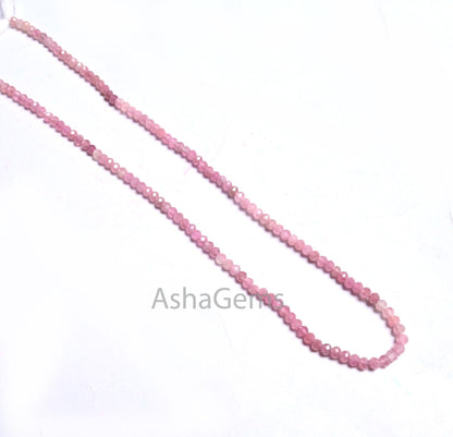 Natural Pink Tourmaline Faceted Rondelle Tiny Gemstone Beads,2.5 mm Fine Shaded Pink Tourmaline machine cut Micro Faceted Beads Jewelry SALE