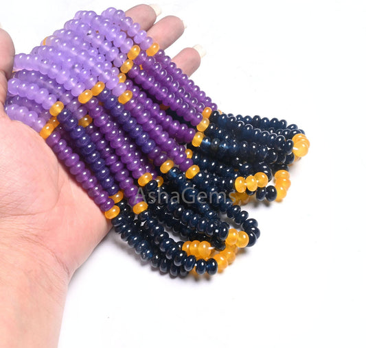 Beautiful Multi Color Quartz Smooth Rondelle Shape Beads,8 mm Disco mix Color lavender Purple Blue Yellow Shaded Quartz Beads Jewelry making