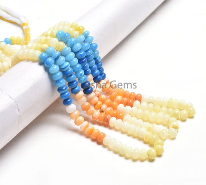 AAA Multi Color Shaded Opal Smooth Rondelle Beads, Rainbow Opal Beads, Disco Opal Plain Handmade Gemstone Loose Bead Jewelry Handicraft SALE