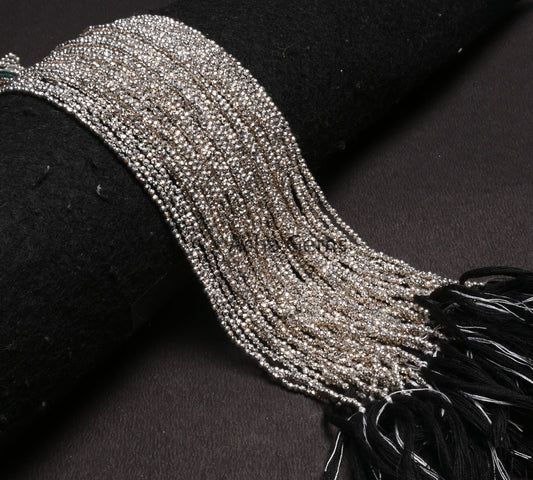 2 mm Beautiful Silver Pyrite Micro Cut Gemstone Loose Beads, Natural Pyrite Faceted Machine Cut Rondelle Shape Beads,13" Pyrite Bead Jewelry