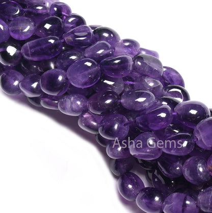 Purple African Amethyst Smooth Nugget Shape Beads, Natural Amethyst Handmade Tumble Gemstone Loose Beads, Amethyst Necklace Jewelry makings (AG 22302)