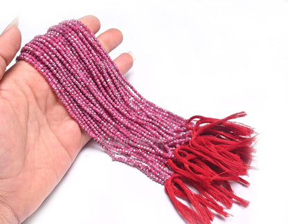 AAA Moonstone Pink Coated Micro Faceted Beads, 2.8-3 mm Natural Moonstone Pink Coated Machine Cut Rondelle Moonstone Gemstone Beads Jewelry