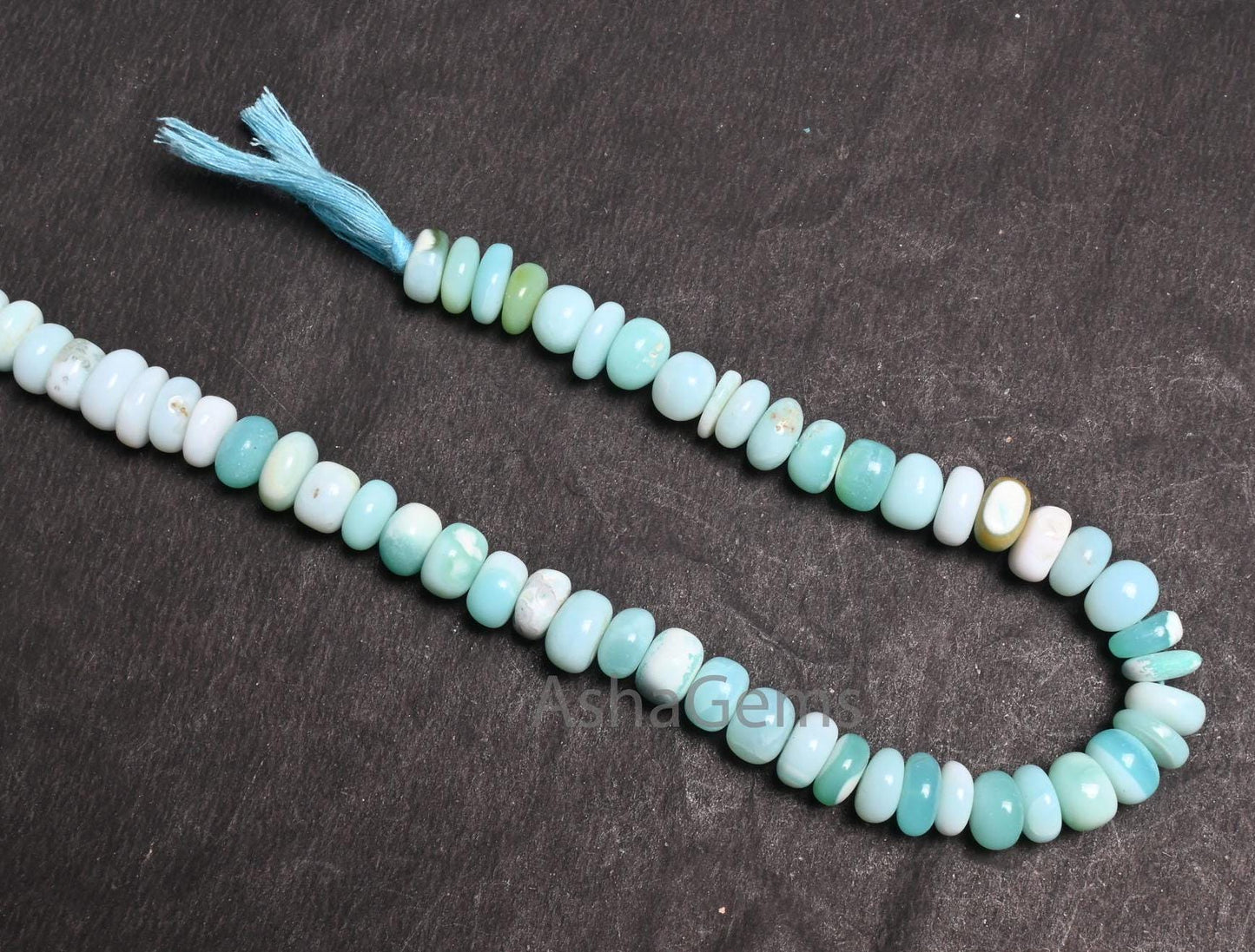 Beautiful Sky Peru Blue Opal Smooth Flat Rondelle Gemstone Loose Beads, Fine Shaded Blue Opal Plain Handmade Opal Beads Jewelry making Craft