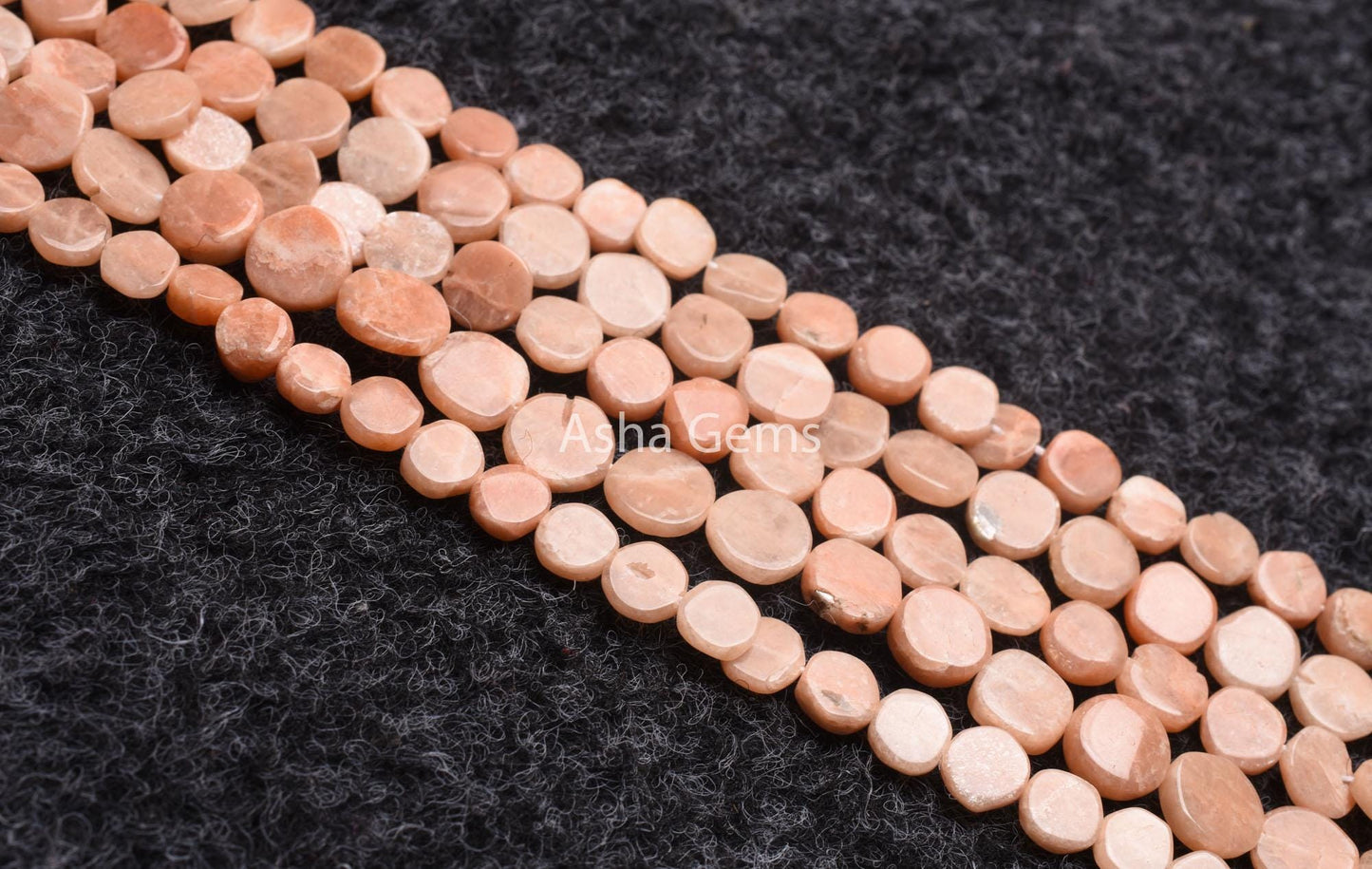 Beautiful Peach Moonstone Smooth Flat Coin Handmade Gemstone Loose Beads,13" Moonstone Straight Drill Uneven Shape Coin Beads Jewelry Crafts