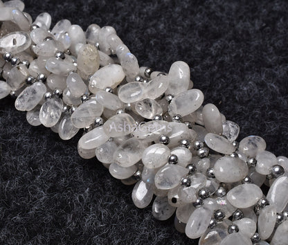 Amazing Flash Rainbow Moonstone Beads, Natural White Moonstone Loose Beads, Handmade Uneven Oval Shape Beads For Jewelry Making Crafts SALE