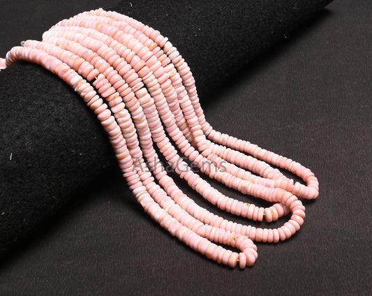 Beautiful Shaded Pink Opal Smooth heishi Tyre Uneven Shape Gemstone Beads, Fine Pink Opal Wheel Flat Tyre Plain handmade Bead Jewelry Making