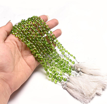 Beautiful Peridot Hydro Faceted Coin Shape Gemstone Beads,6 mm AAA Quality Green Peridot Hydro Coin Straight Drill Bead Jewelry Making Craft