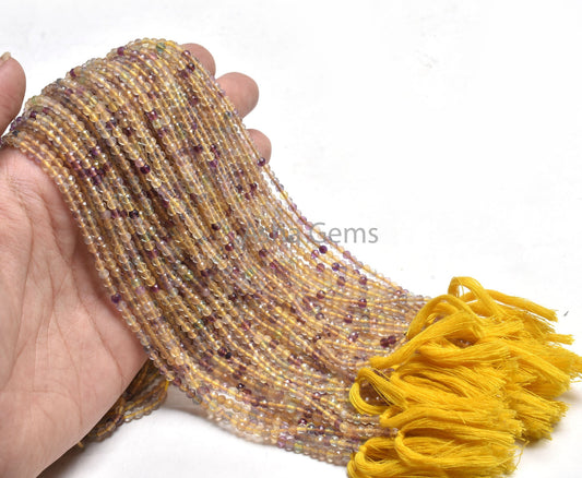 AAA Yellow Fluorite Micro Cut Faceted Rondelle Beads,3 mm Natural Fluorite Machine Cut Gemstone Beads, Rare Fluorite Bead Jewelry Craft SALE