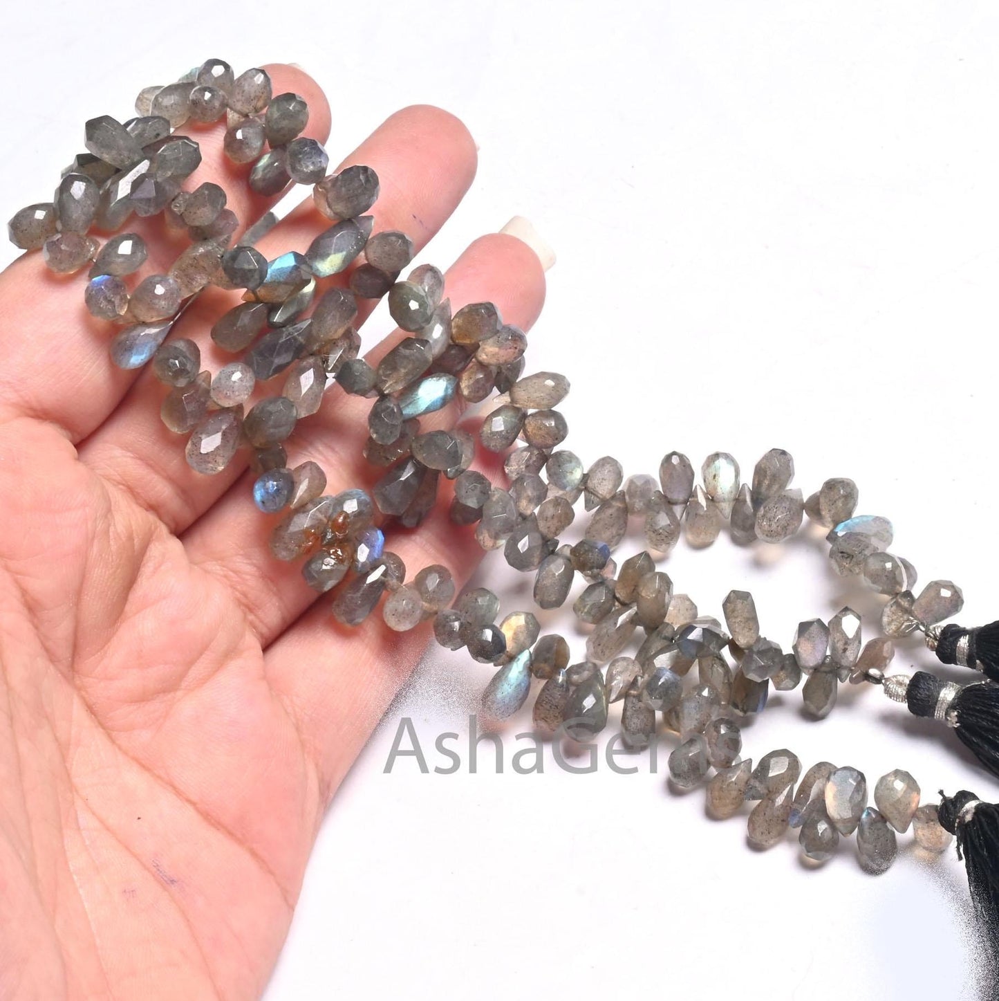 Beautiful Flashy labradorite Faceted Drop Beads,8" Natural Blue Fire Labradorite Indian Cut Teardrop Briolette Gemstone Beads Jewelry Crafts (AG 18652)