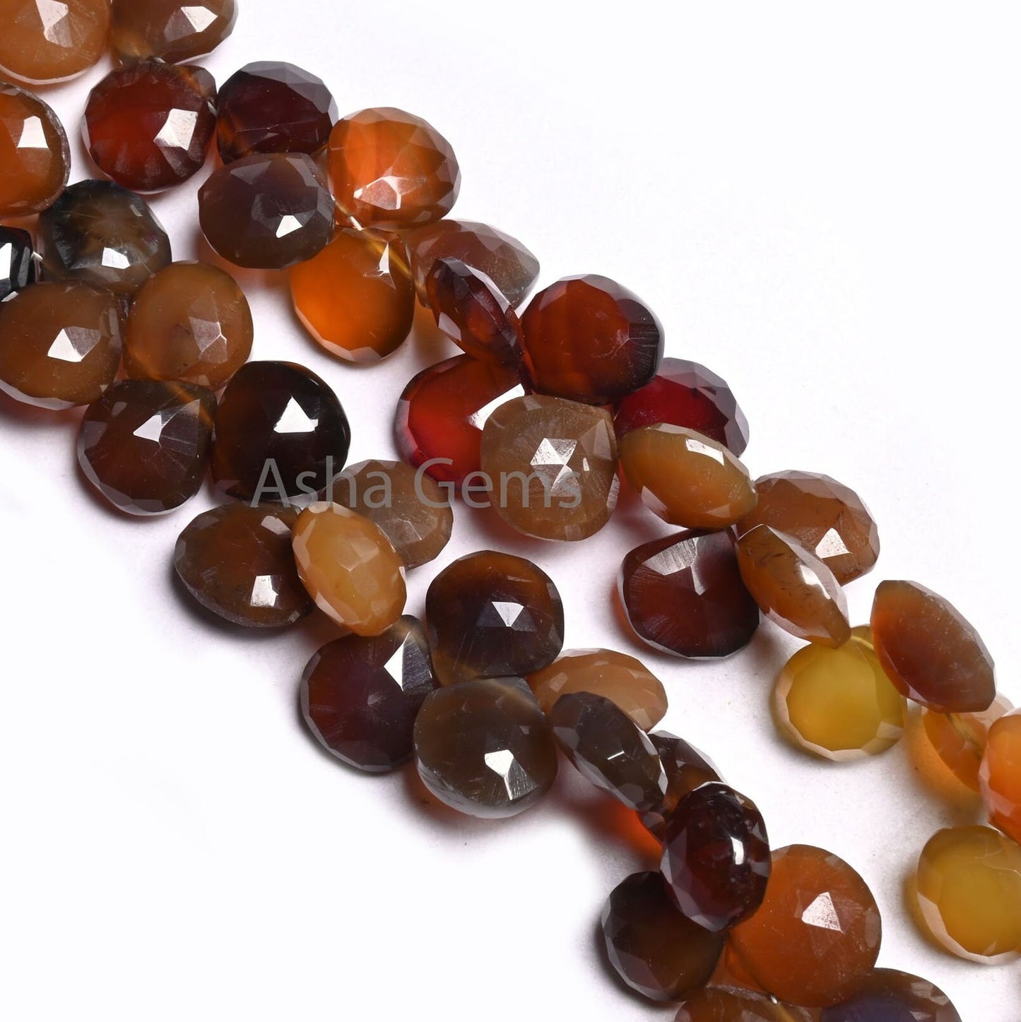 Fine Quality Shaded Dusky Brown Chalcedony Faceted Heart Shape Beada,7.5" Chalcedony Heart Briolette Gemstone Bead Jewelry Making Craft SALE