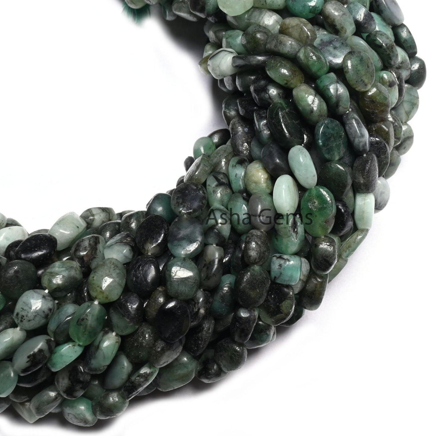 Beautiful Shaded Green Emerald Smooth Oval Gemstone Loose Beads,12.5" Natural Sakota Emerald Handmade Uneven Oval Emerald Beads Jewelry SALE