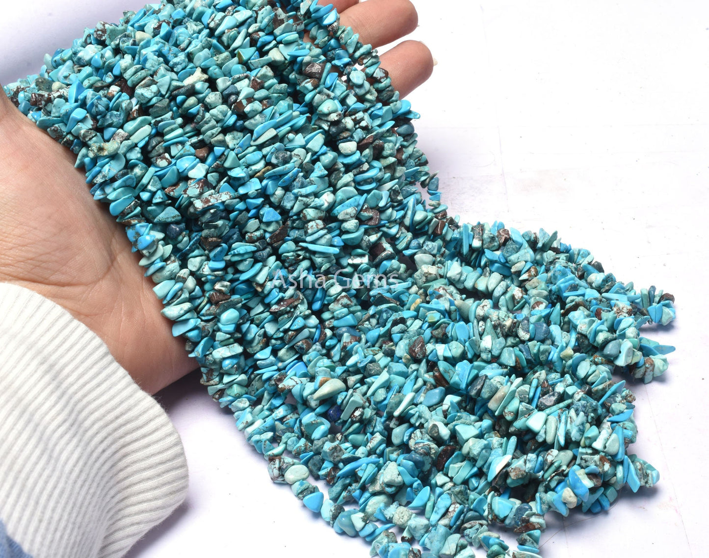 34" Strand Blue Turquoise Uncut Chips Gemstone Beads, Turquoise Howlite Smooth Raw Rough tiny Nugget Bead, Fine Quality Turquoise Beads SALE