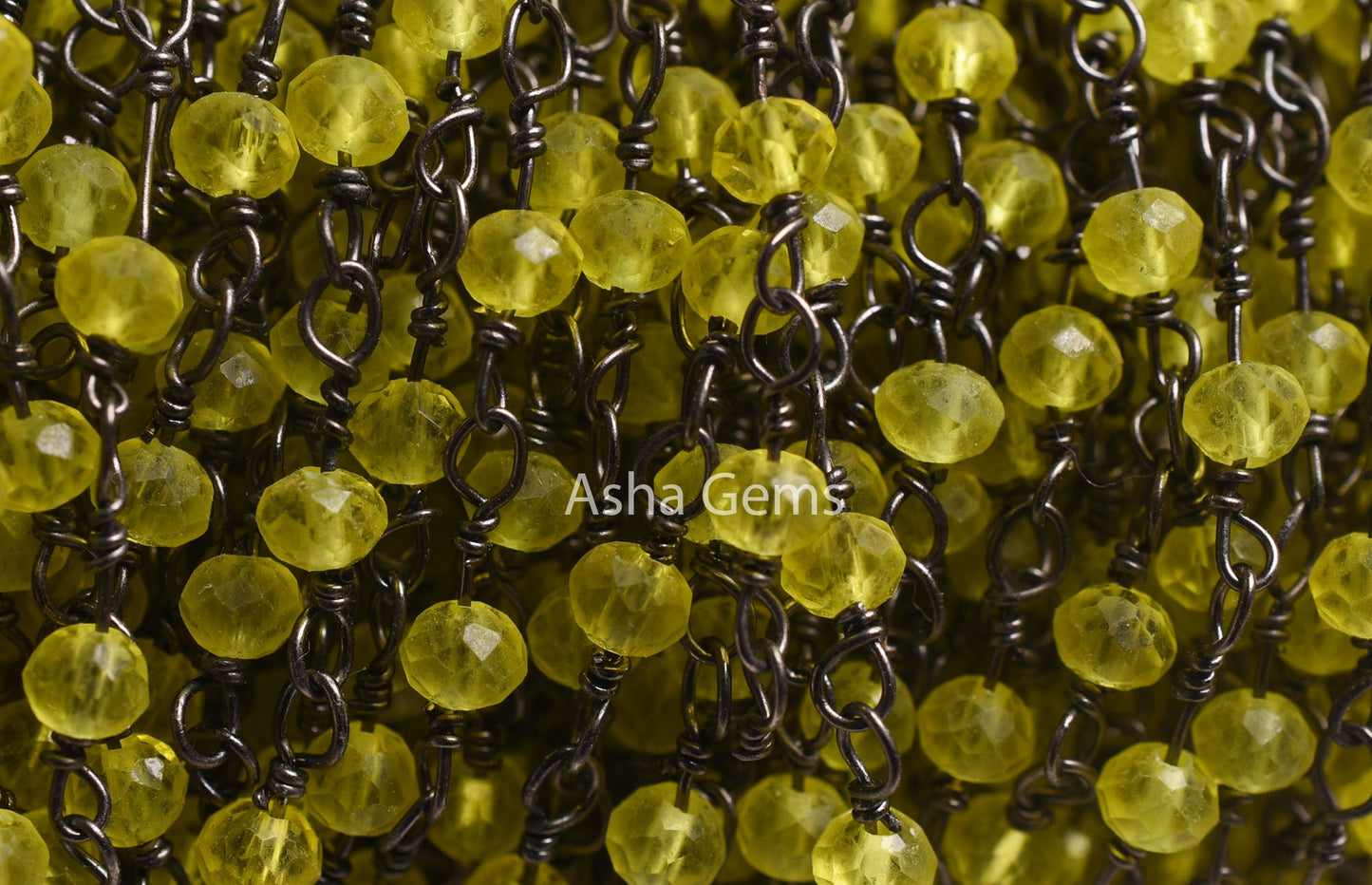 AAA Lemon Quartz Hydro Faceted Beads Rosary Chain,3mm Black Plated Wire Gunmetal Chain Rondelle Beads Handmade Chain Necklace Jewelry making
