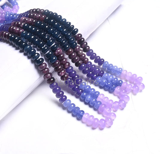 Beautiful Multi Blue Jade Quartz Smooth Rondelle Gemstone Beads,8 mm Disco Shaded Blue Brown Lavender Color Quartz Bead Jewelry making Craft (AG 12306)