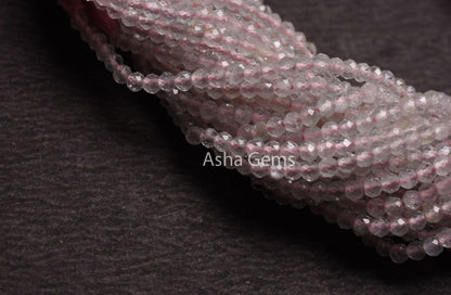 2.25 mm Natural Morganite Faceted Rondelle Beads, AAA Pink Aquamarine Beads Machine Cut Real Morganite Micro Cut Gemstone Bead Jewelry Craft