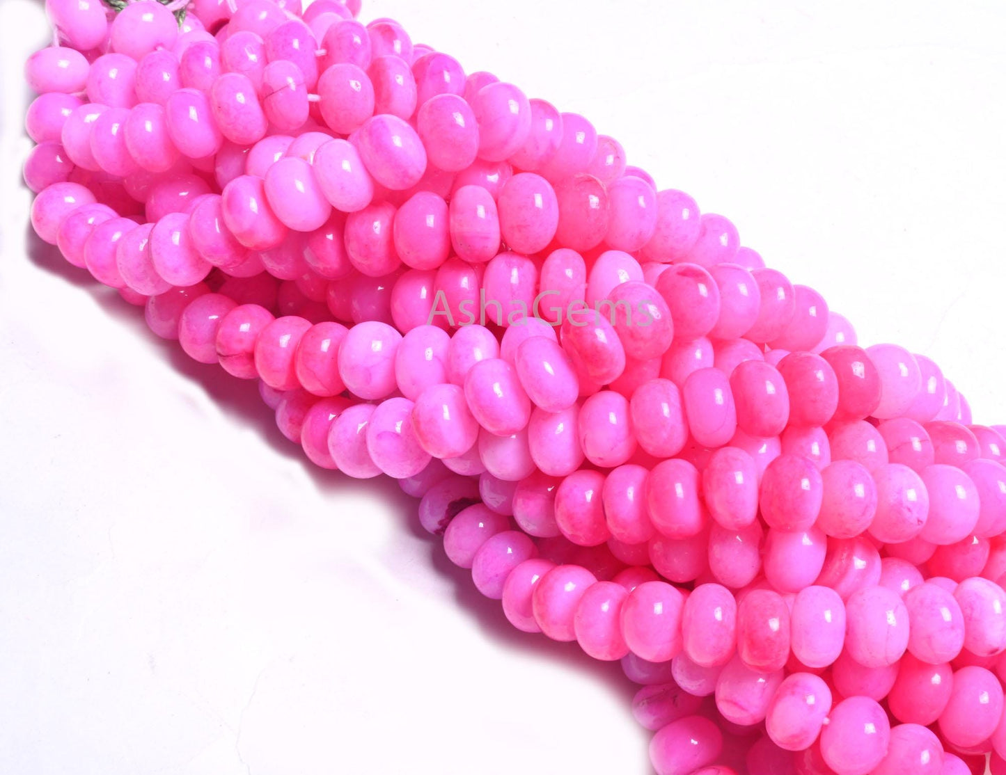 9mm Beautiful Queen Pink Opal Smooth Rondelle Beads,8/16" Strand AAA Hot Pink Opal Shaded Handmade Gemstone Opal Beads Necklace Jewelry SALE