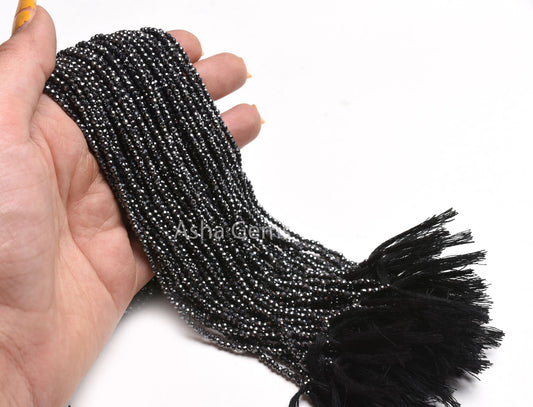 Beautiful Gunmetal Micro Cut Beads,13 Inch Strand,2.5 mm Natural Hematite Faceted Rondelle Gemstone Beads Jewelry Making Craft,Hematite Bead