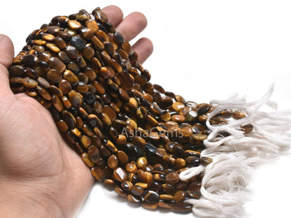 Beautiful Tiger Eye Smooth Nugget Shape Beads,12.5 inch Fine Natural Shaded Tiger Eye Uneven Nugget Gemstone Loose bead Jewelry Making Craft