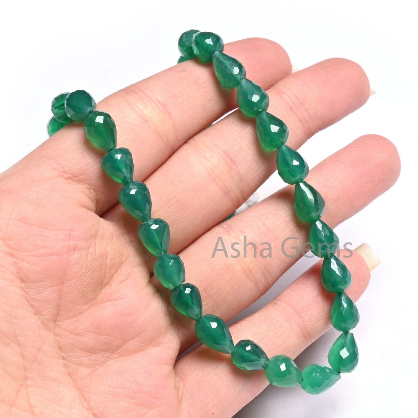 Beautiful Green Onyx Faceted Drops Shape Beads,7-10mm Green Onyx T Drill Drop Beads,AAA Onyx Faceted Teardrop Bead Jewelry Making Craft SALE