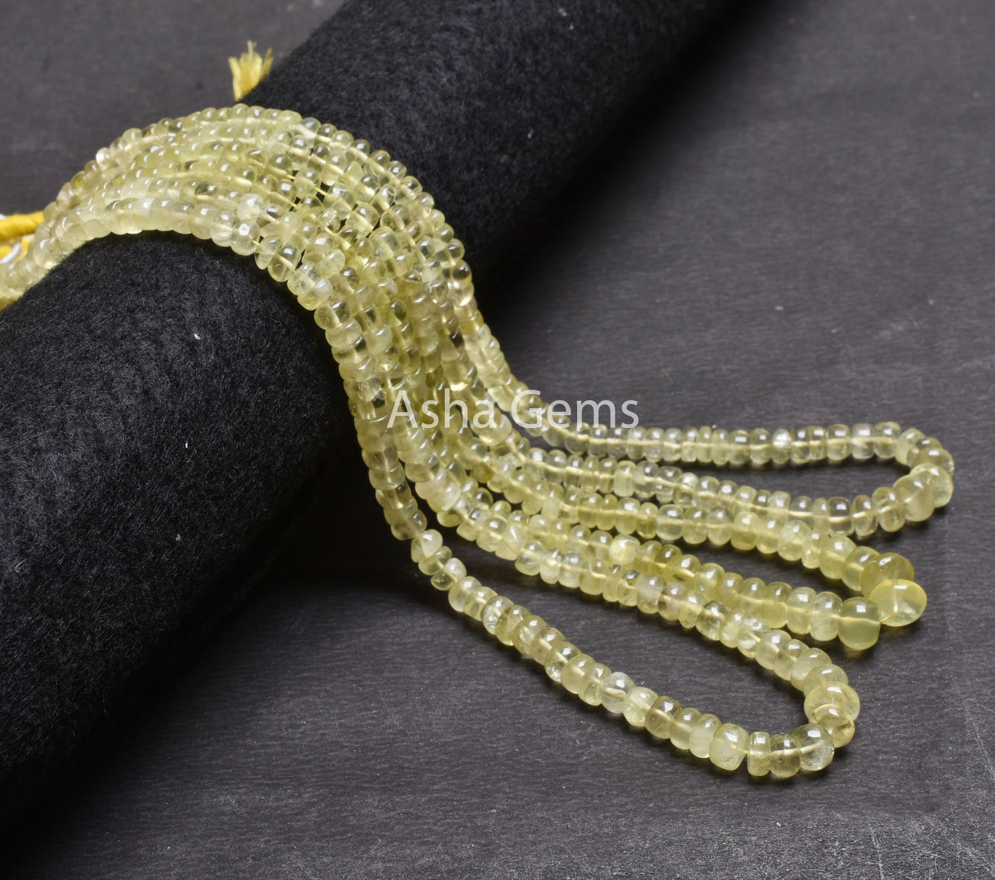 18" Strand Natural Lemon Quartz Smooth Gemstone beads, Lemon Yellow Quartz Plain Handmade Rondelle Beads, Lemon Beads Jewelry Making Crafts