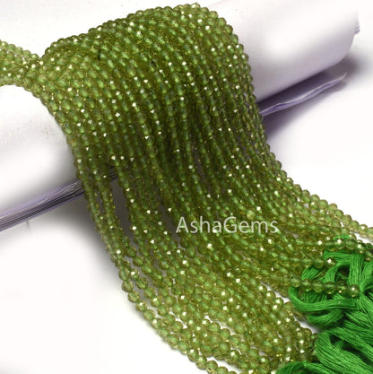 Beautiful Green  Peridot Faceted Round Beads,3.5 mm Natural Peridot Round Ball Gemstone Beads, Peridot beads Micro Faceted machine Cut Beads