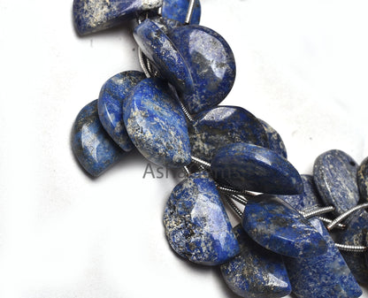 Beautiful Lapis Lazuli Fancy Shape Beads, Natural Blue Lapis Smooth D Shape Beads,6"Strand Lapis plain Handmade Gemstone Half Moon Bead SALE