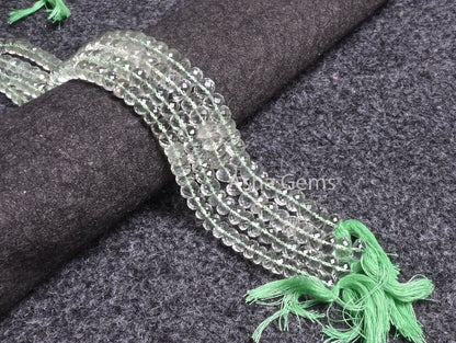 Beautiful Green Amethyst Faceted Rondelle Beads,10"Natural Amethyst Indian Machine Cut Gemstone Center Drill Beads, Green Amethyst Bead SALE