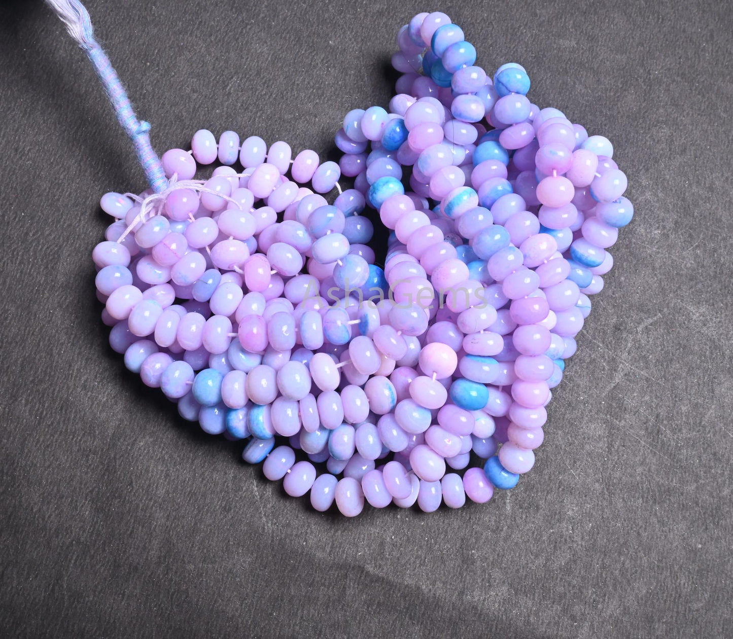 AAA Lavender Blue Opal Smooth Rondelle Beads,16" Strand Shaded Blue Lavender Opal Plain Handmade Gemstone Loose Bead Blue Opal Beads Jewelry