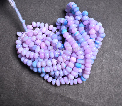 AAA Lavender Blue Opal Smooth Rondelle Beads,16" Strand Shaded Blue Lavender Opal Plain Handmade Gemstone Loose Bead Blue Opal Beads Jewelry