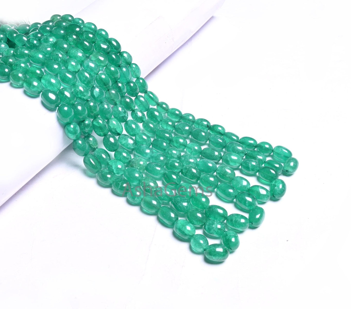 Beautiful Green Quartz Smooth Puff Oval Fancy Shape Beads,9/18" Strand Fine Quartz Plain Handmade Oval Quartz Gemstone Beads Jewelry Making