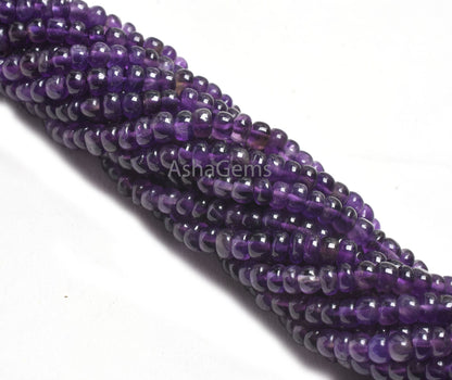 5 mm Purple Amethyst Smooth Rondelle Gemstone Beads,13" Strand Natural Amethyst Handmade Plain Beads, Fine African amethyst Jewelry makings