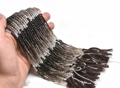 Beautiful Smoky Quartz Machine Cut Beads,3.25 mm Shaded Smoky Micro Cut Faceted Round Ball Beads, Fine Smoky Round Beads Jewelry Craft SALE