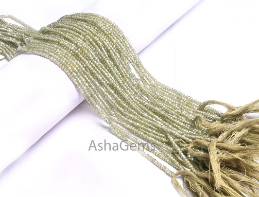 AAA Quality Green Zircon Micro Faceted Beads,2.50 mm Light Olive Green Cubic Zirconia  Machine Cut Rondelle Zircon Beads Jewelry Crafts SALE