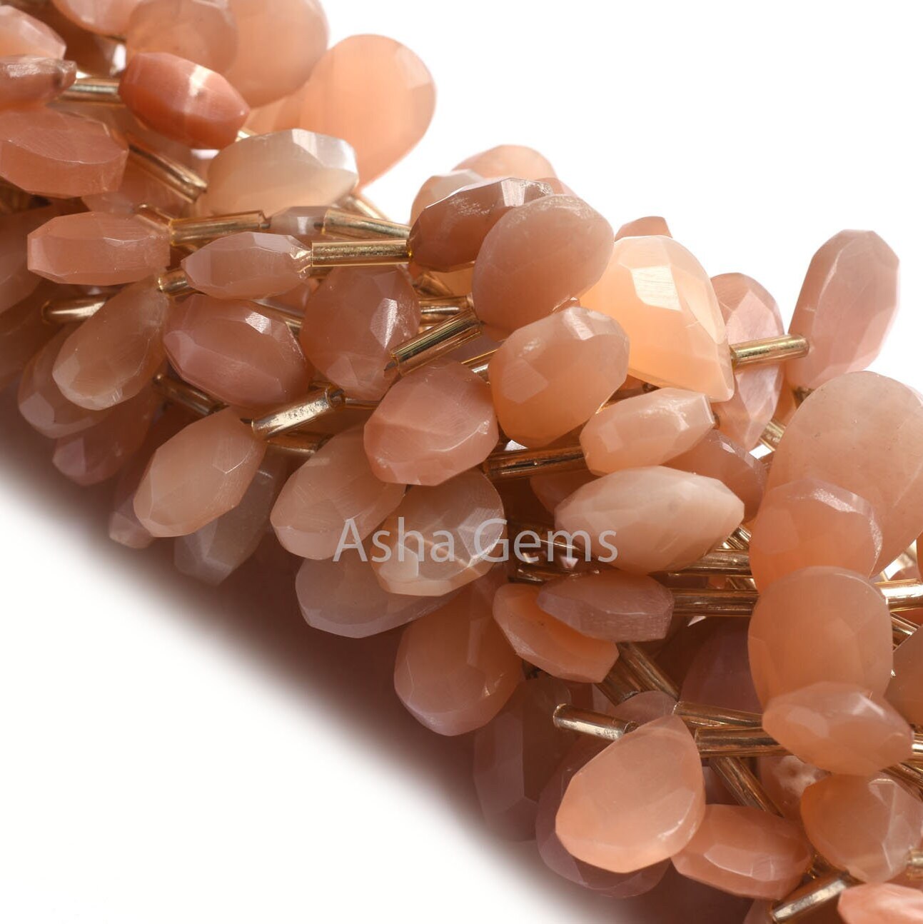 Natural Peach Moonstone Faceted Pears Shape Gemstone Beads, Fine Quality Moonstone Briolette Beads, Moonstone Teardrop Side Drill Beads SALE