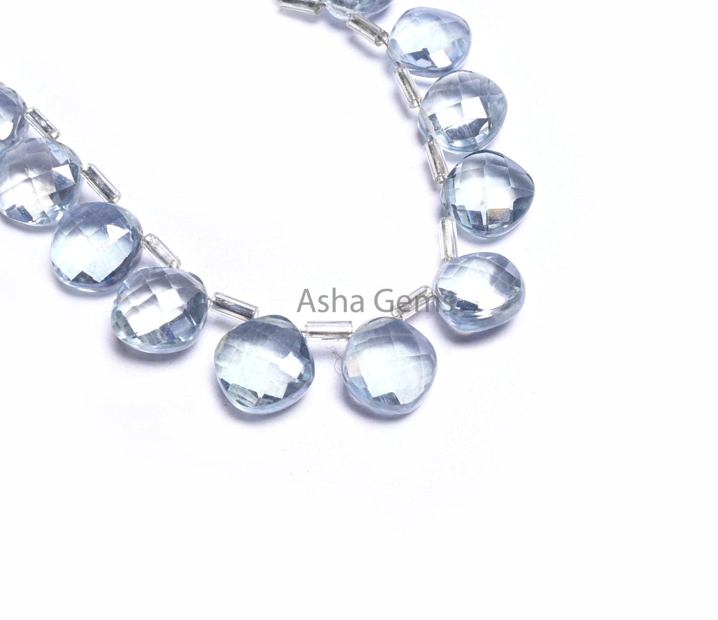 AAA Quality Crystal Quartz Coated Fancy Cushion Shape Beads, 9 mm Light Blue Coated Crystal Side Drill Square Faceted Gemstone Beads Jewelry
