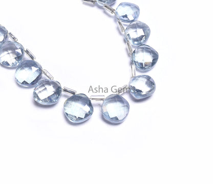 AAA Quality Crystal Quartz Coated Fancy Cushion Shape Beads, 9 mm Light Blue Coated Crystal Side Drill Square Faceted Gemstone Beads Jewelry