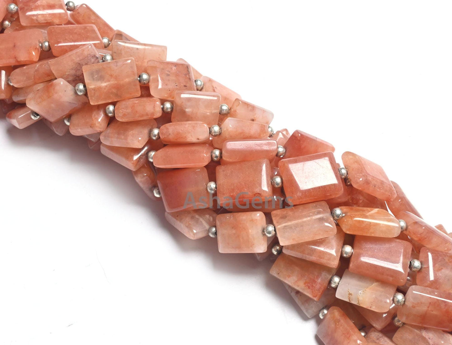 Beautiful Peach Quartz Rectangle Shape Smooth Gemstone Beads,9" Pink Quartz Fancy Chicklet Straight Drill Handmade Beads Jewelry Crafts SALE