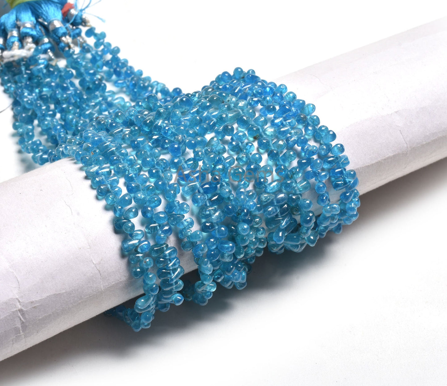 Natural Blue Apatite Smooth Drop Gemstone Side Drill Beads, Neon Apatite Plain Handmade Tiny Teardrop Handmade Gemstone Beads Jewelry Crafts