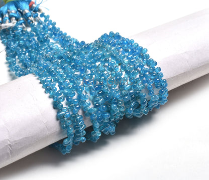 Natural Blue Apatite Smooth Drop Gemstone Side Drill Beads, Neon Apatite Plain Handmade Tiny Teardrop Handmade Gemstone Beads Jewelry Crafts