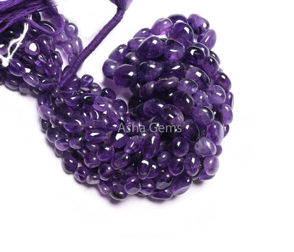 Purple African Amethyst Smooth Nugget Shape Beads, Natural Amethyst Handmade Tumble Gemstone Loose Beads, Amethyst Necklace Jewelry makings (AG 22302)