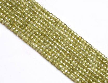 3 mm AAA Green Zircon Micro Faceted Rondelle Beads,13" Strand Peridot Green Cubic Zircon Faceted Beads, Zircon Beads Necklace Jewelry Crafts