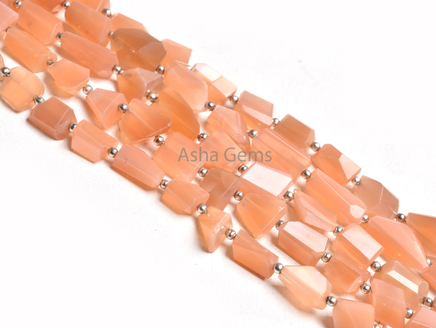 Fine Quality Moonstone Nugget Faceted Gemstone Beads, Natural Peach Moonstone Uneven Tumble Straight Drill Bead, AAA Pink Moonstone Jewelry
