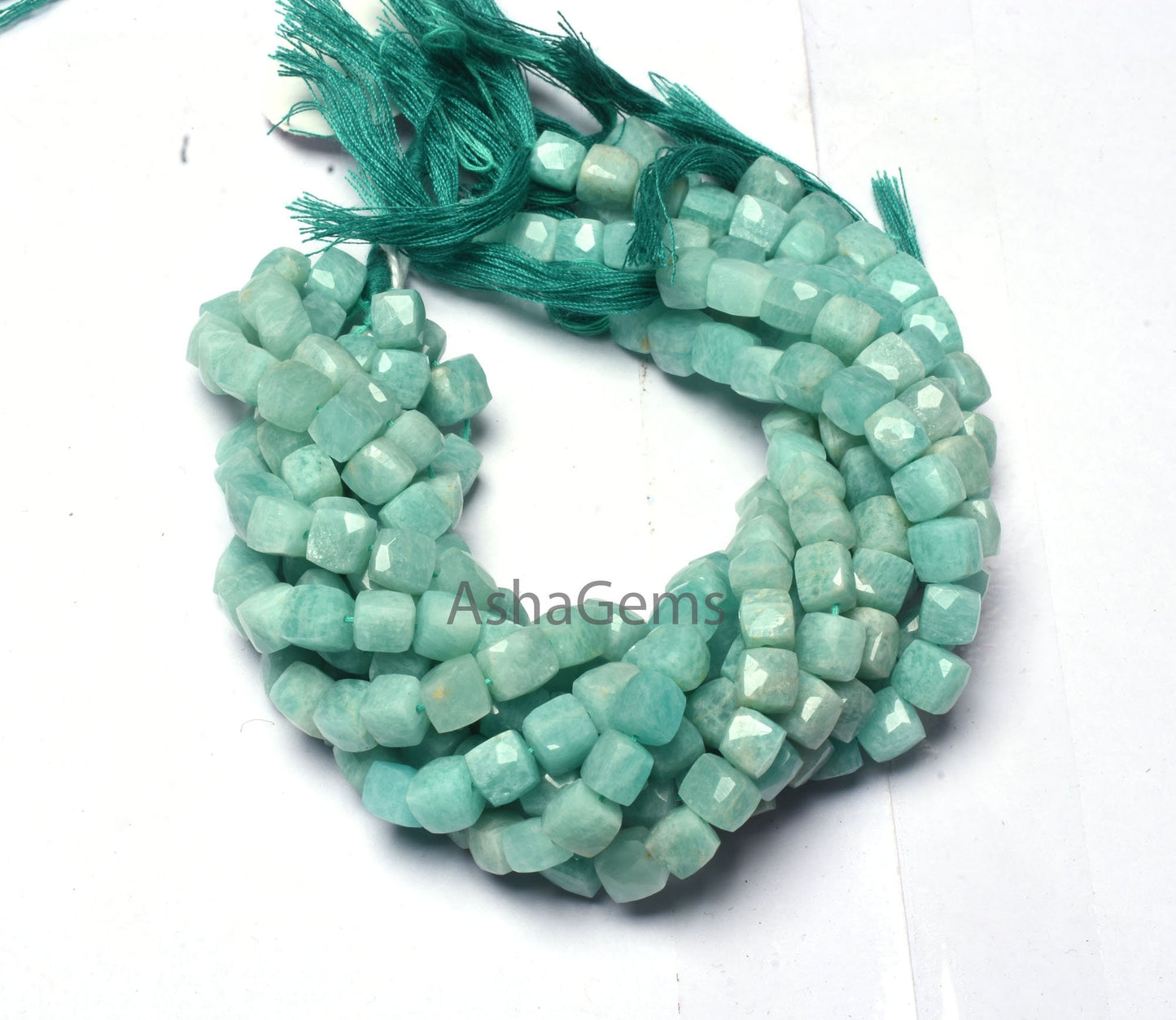 Beautiful Amazonite Faceted Box Shape Gemstone Beads,8"Strand Natural Blue Amazonite 3D Cube Box Bead, Amazonite Cube Beads For Jewelry SALE