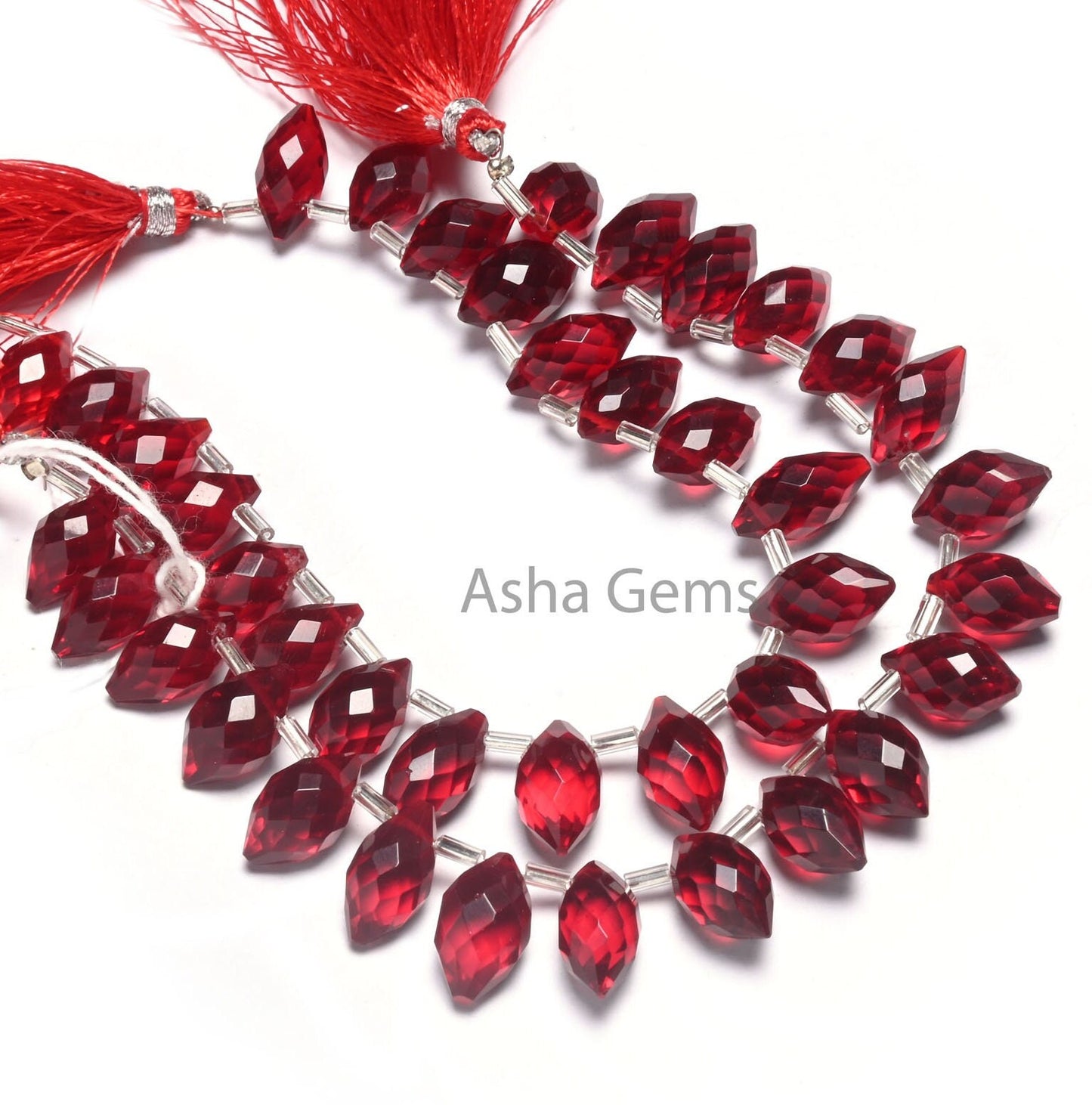 Beautiful Red Quartz Hydro Fancy Barrel Shape Faceted Beads, AAA Red Ruby Color Hydro Fancy Loi Shape Pointed Briolette Beads Jewelry Crafts