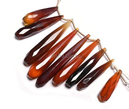 AAA Quality Shaded Whiskey Brown Chalcedony Fancy Pencil Drop Beads, Chalcedony Fancy Long Teardrop Gemstone Briolette Beads Jewelry makings
