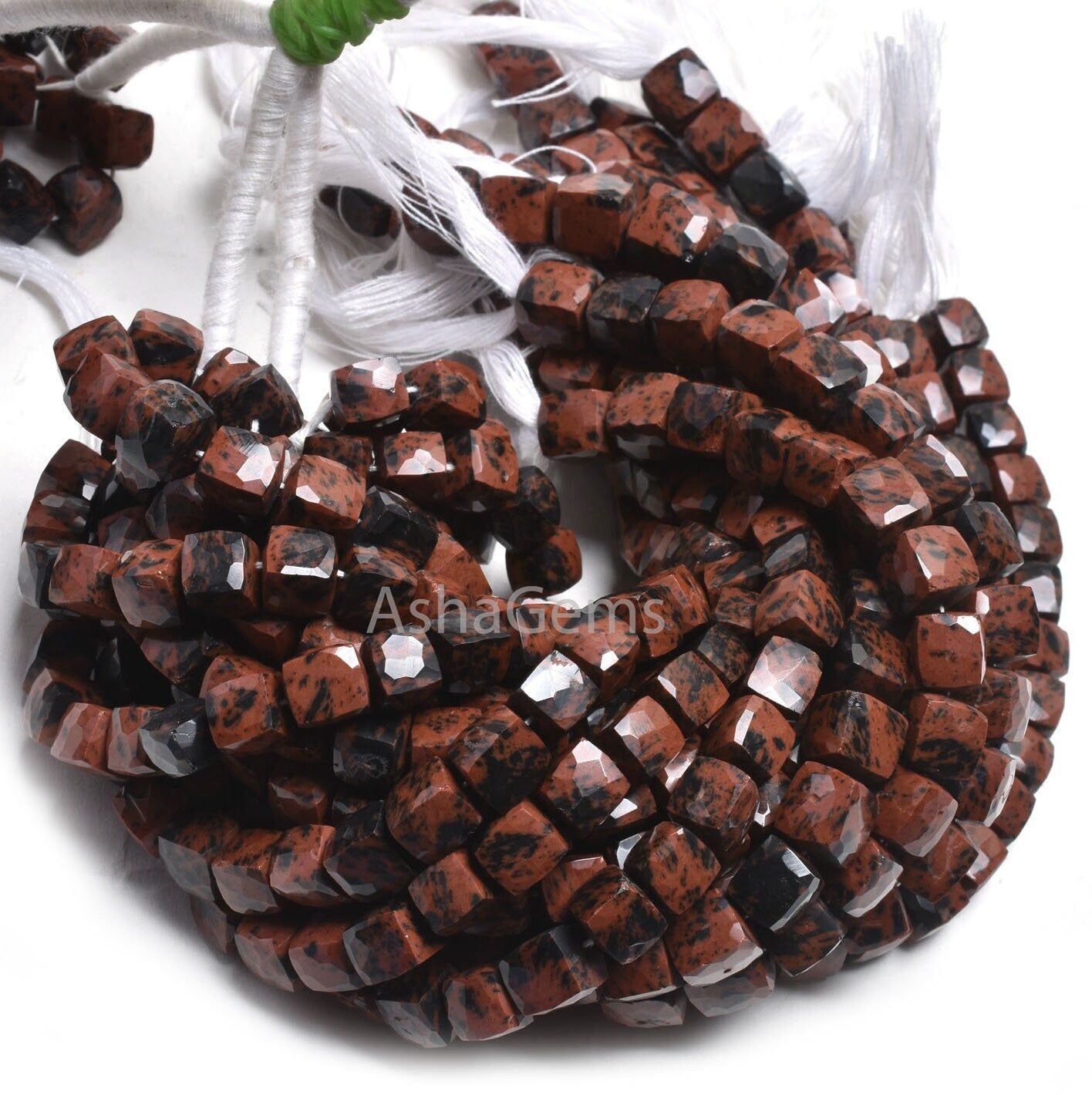 Beautiful Mahogany Obsidian 3D Cube Box Gemstone Beads,8" Strand Natural Mountain Obsidian Faceted Cube Shape Bead Jewelry Making Craft SALE