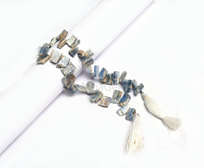 Beautiful Kyanite Smooth Raw Slice Uneven Beads,8"Strand natural Blue Kyanite Flat Rough Unshape Gemstone Kyanite Beads Jewelry Making Craft