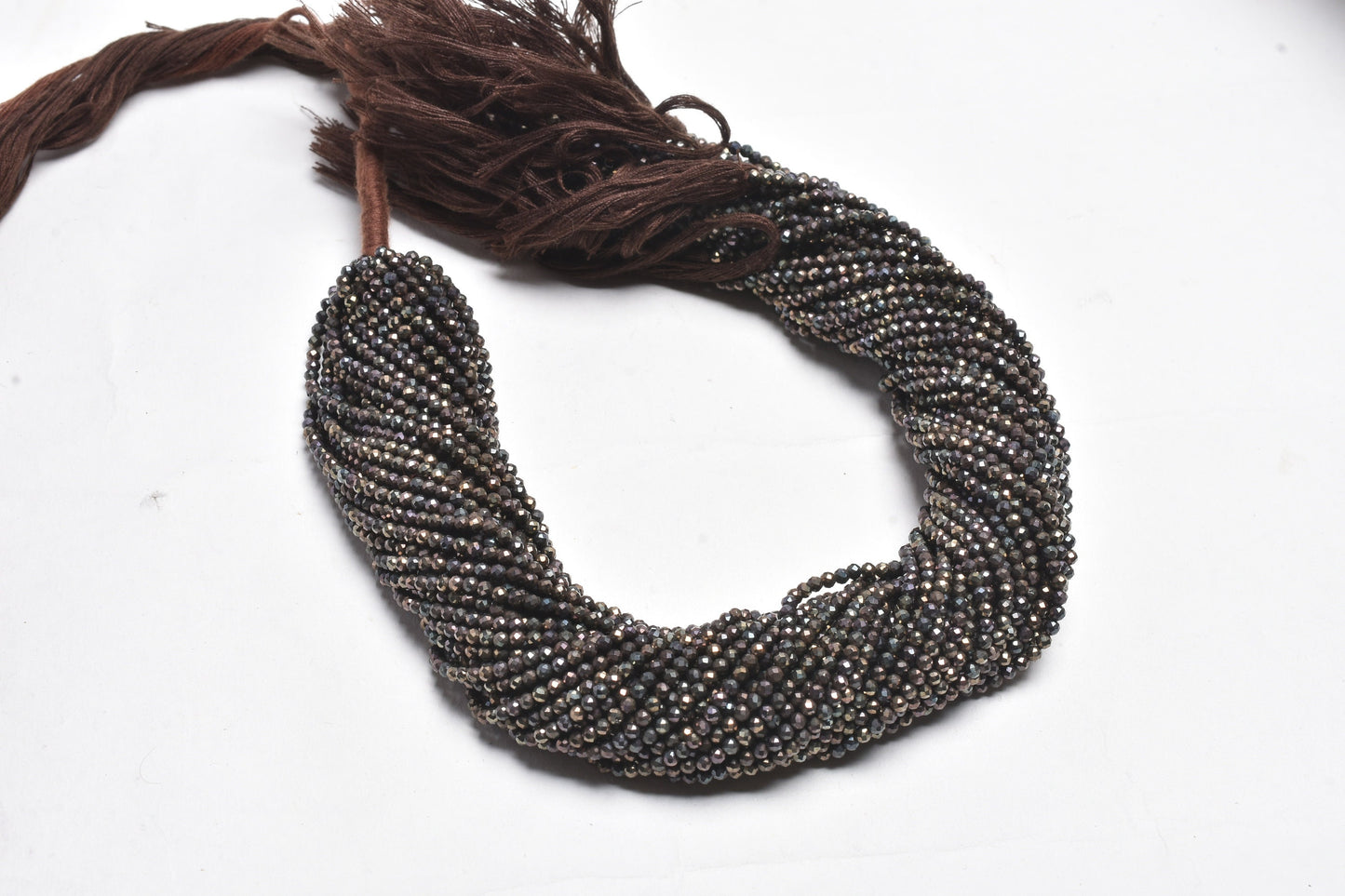 AAA Natural Black Spinal Copper Mystic Coated Micro Cut Beads,2.5mm Spinel Machine Cut Faceted Rondelle Beads, Spinel Tiny Bead Jewelry SALE