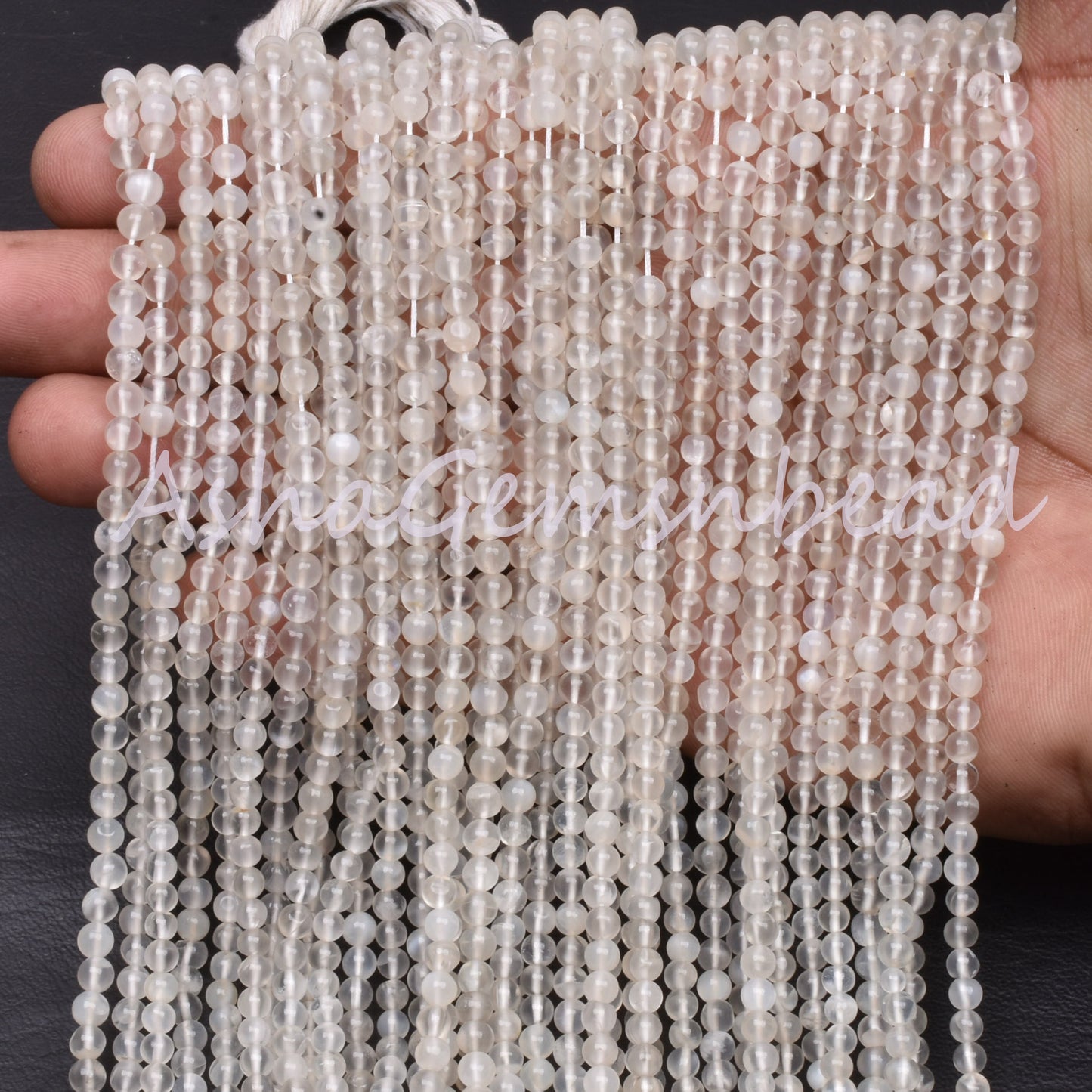 13"Strand Natural White Moonstone Smooth Round Gemstone Beads,4,4.5 mm AAA Quality Milky Moonstone Round Ball Beads Jewelry Making Moonstone
