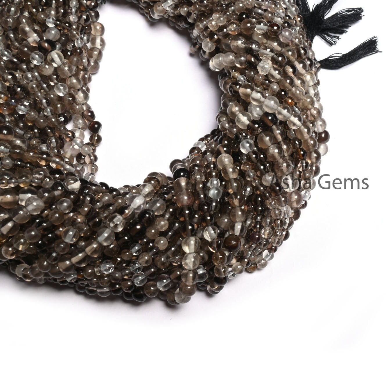 Natural Smoky Quartz Smooth Round Shape Beads, Shaded Black Smoky Round Ball Gemstone Loose Beads, Smoky Plain Beads Jewelry Handicraft SALE